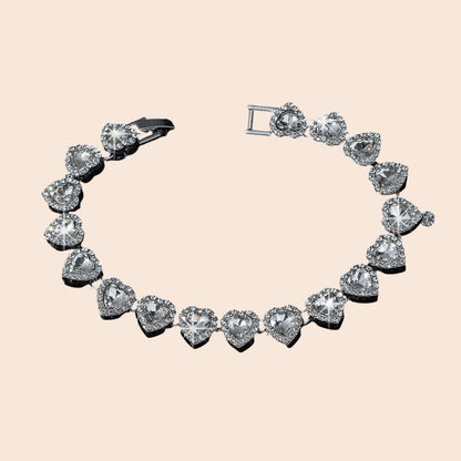 Luxury Heart Crystal Cuban Chain Set