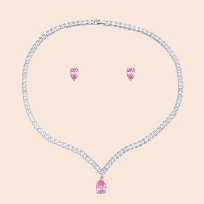 Blush Teardrop Crystal Jewelry Set