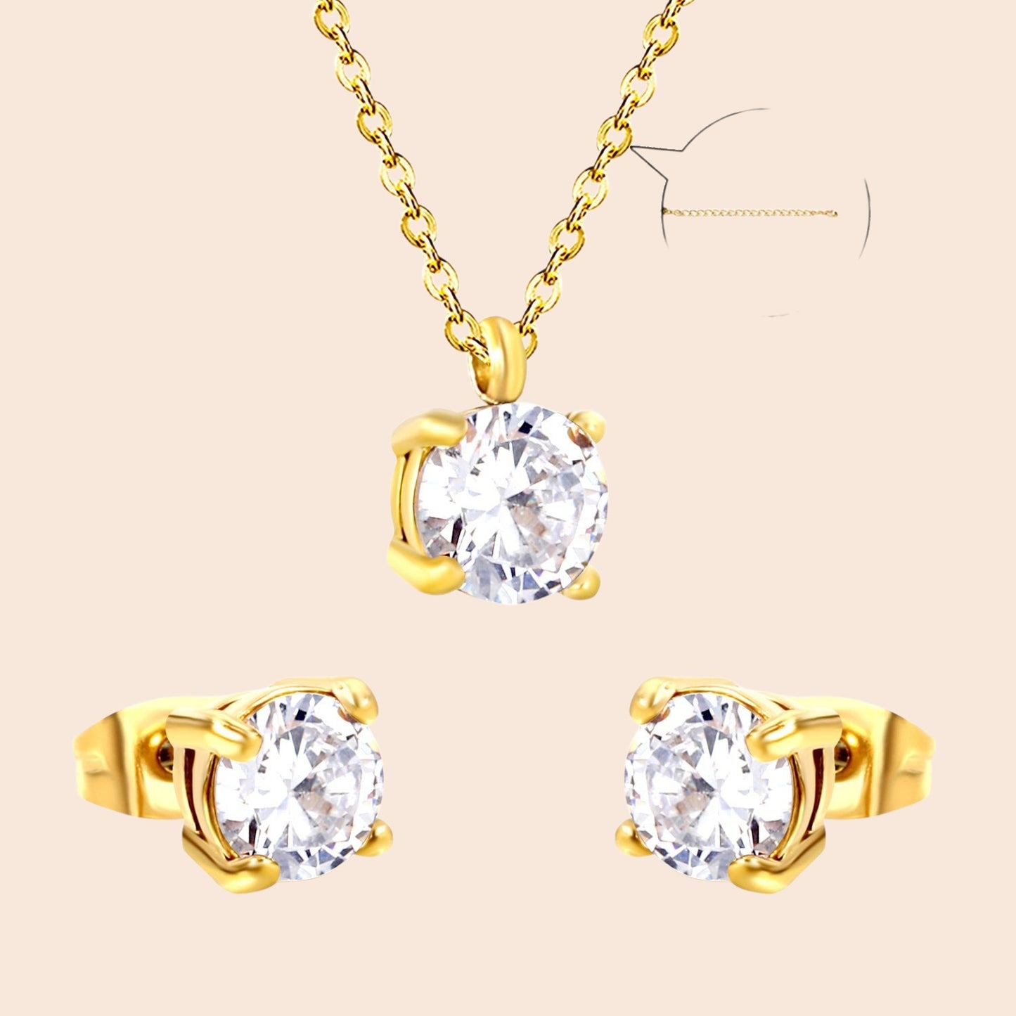 Minimalist Zircon Necklace & Earring Set
