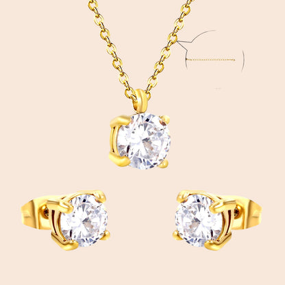 Minimalist Zircon Necklace & Earring Set