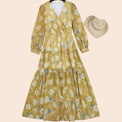 Golden Meadow Floral Maxi Dress