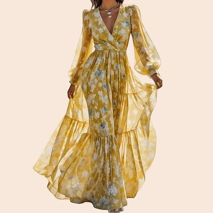 Golden Meadow Floral Maxi Dress
