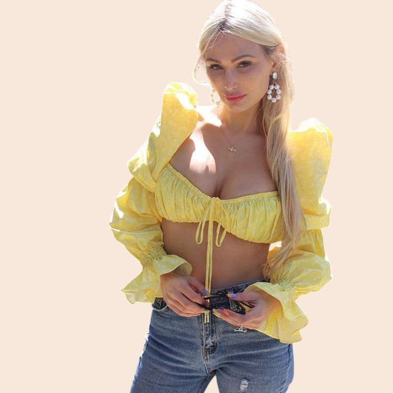 Sunlit Romance Tie-Front Crop Top