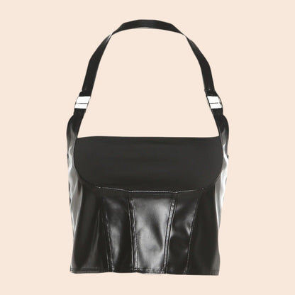 Midnight Edge Faux Leather Halter Top