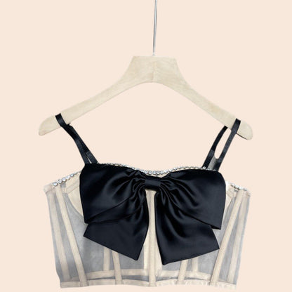 Luxe Bow Mesh Corset Top