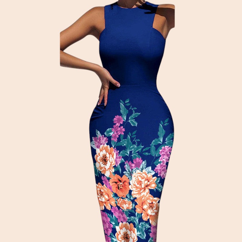 Floral Elegance Bodycon Midi Dress