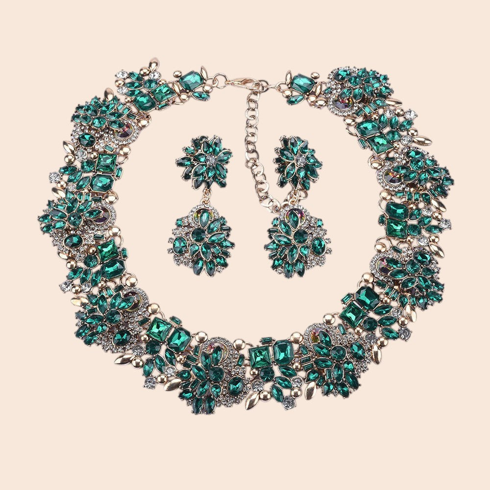 Vintage Luxe Crystal Jewelry Set – Regal Statement Glam