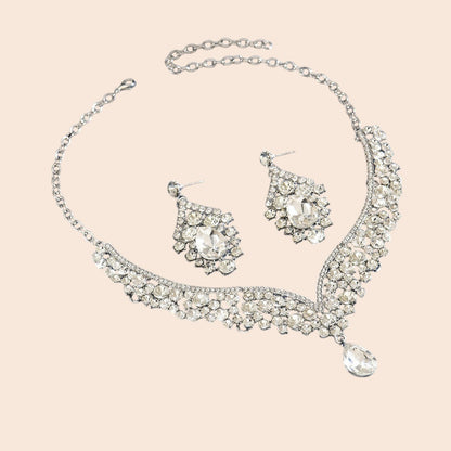 Vintage Crystal Teardrop Necklace & Earring Set