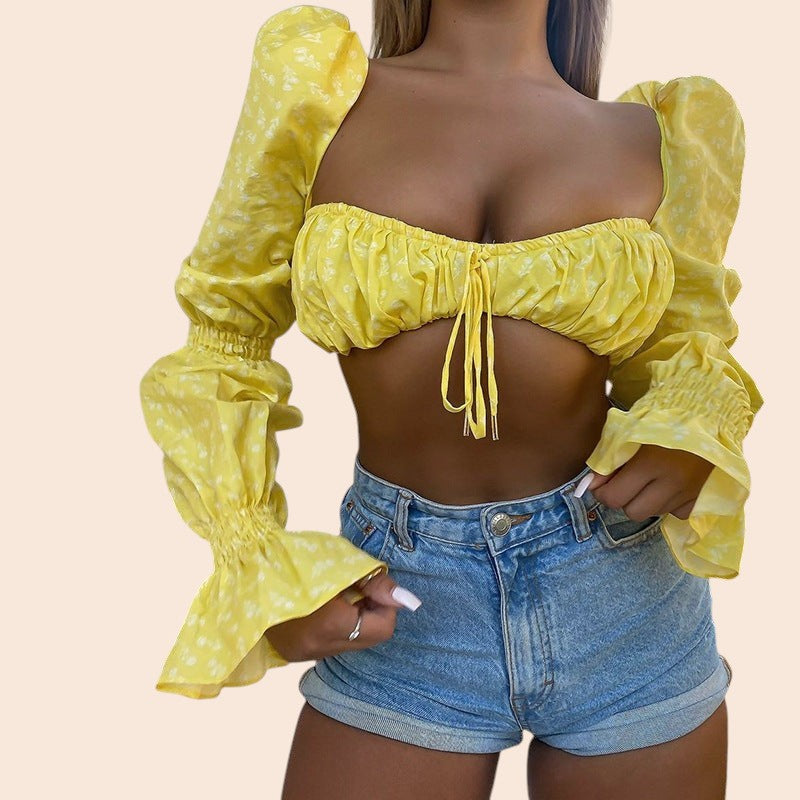Sunlit Romance Tie-Front Crop Top