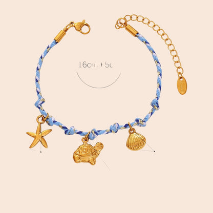 Ocean Charm Braided Necklace & Bracelet Set