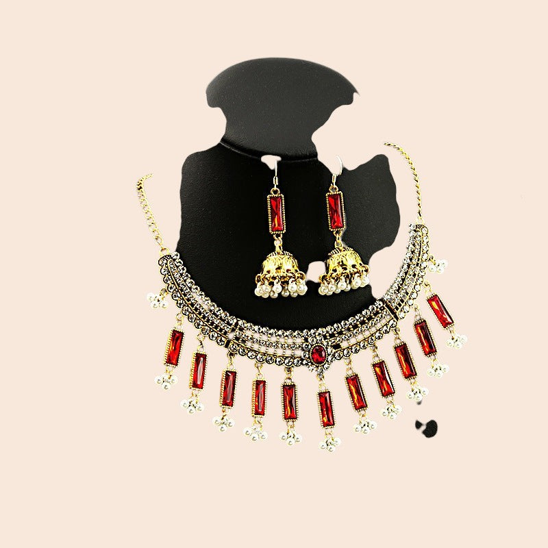 Vintage Pearl Flower Statement Necklace & Earring Set