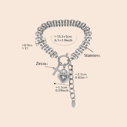 Luxe Heart Charm Zircon Jewelry Set