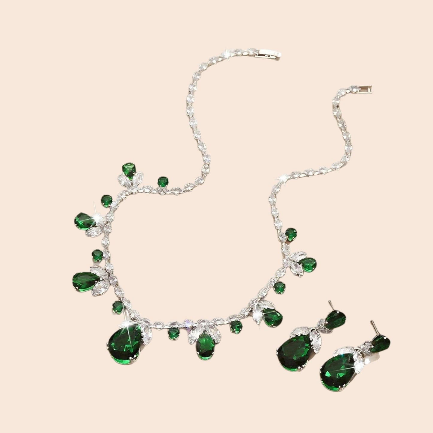 Sparkling Zircon Crystal Jewelry Set