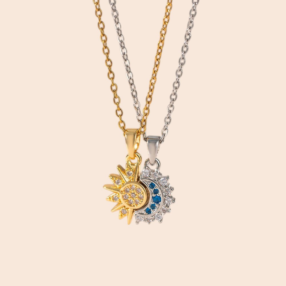Celestial Sun & Moon Necklace and Ring Set