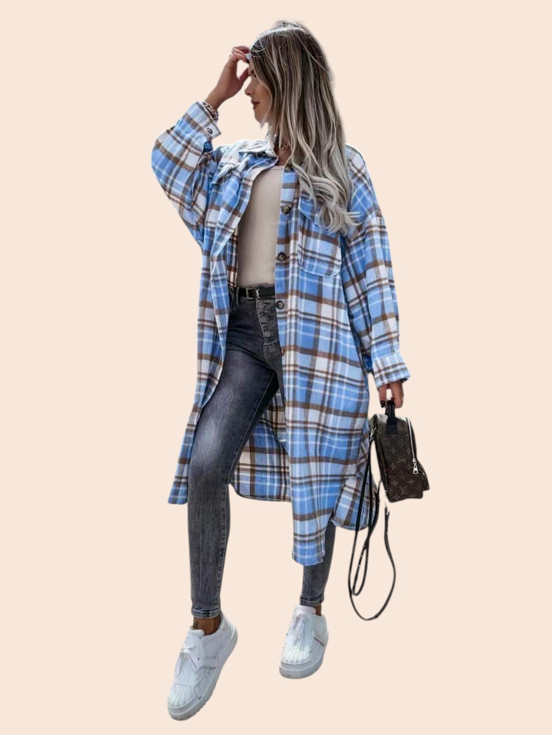 Oversized Plaid Cardigan Shirt – Cozy Street Luxe Edition