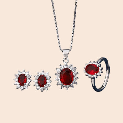 Luxury Ruby Crystal Jewelry Set