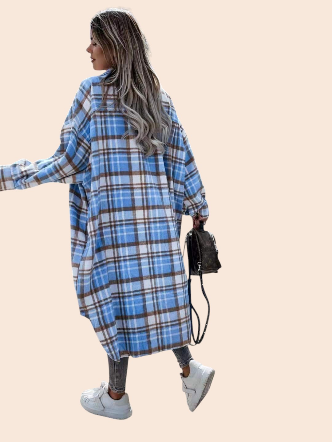Oversized Plaid Cardigan Shirt – Cozy Street Luxe Edition