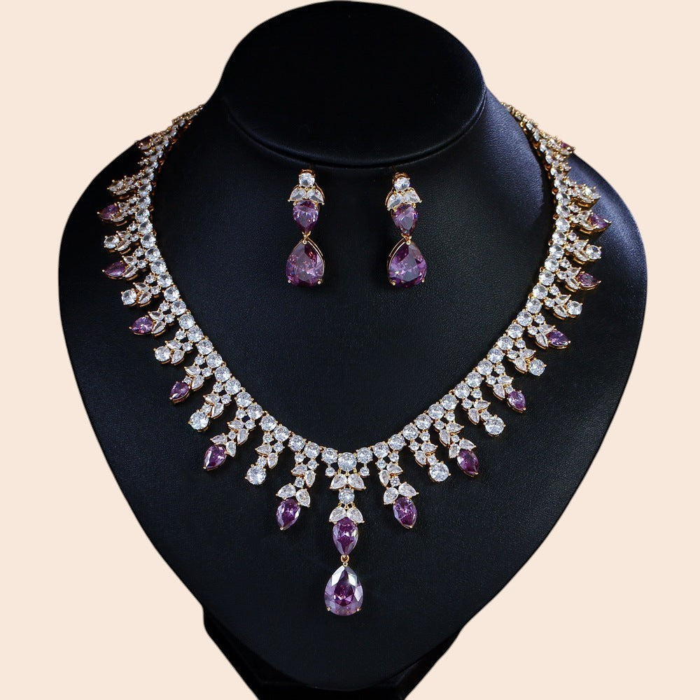 Amethyst Waterdrop Crystal Jewelry Set