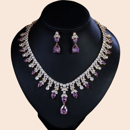 Amethyst Waterdrop Crystal Jewelry Set