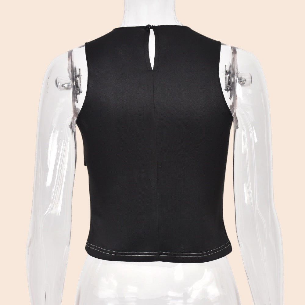 Cutout Faux Leather Crop Top