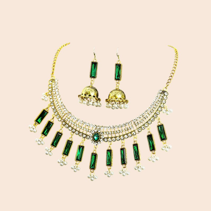 Vintage Pearl Flower Statement Necklace & Earring Set