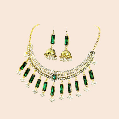 Vintage Pearl Flower Statement Necklace & Earring Set