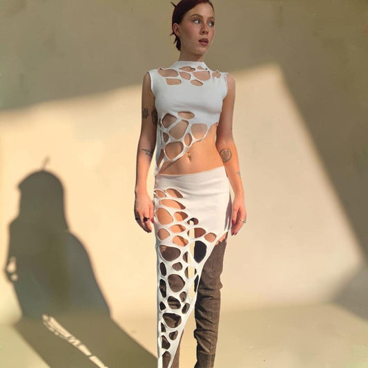 Cutout Statement Two-Piece Maxi Dress Set