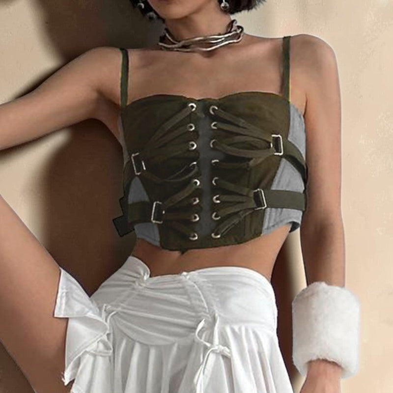 Olive Luxe Buckled Corset Top