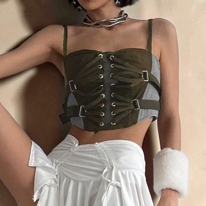 Olive Luxe Buckled Corset Top