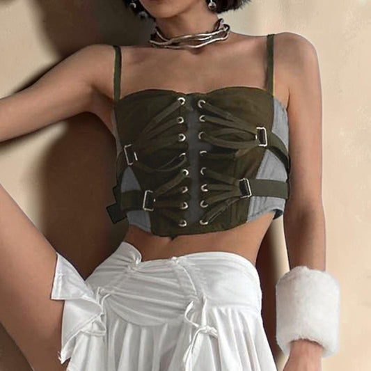 Olive Luxe Buckled Corset Top