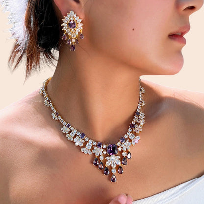 Royal Violet Crystal Statement Jewelry Set