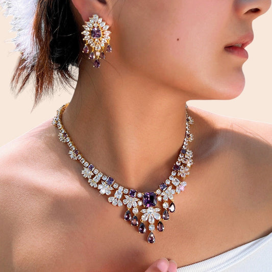Royal Violet Crystal Statement Jewelry Set