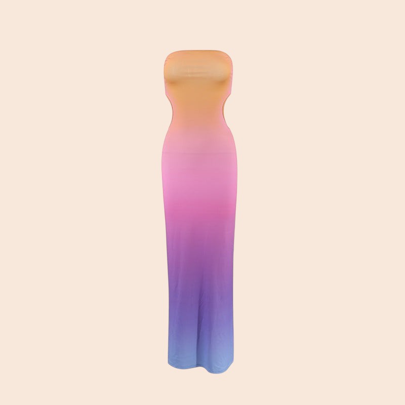 Sunset Ombre Strapless Maxi Dress
