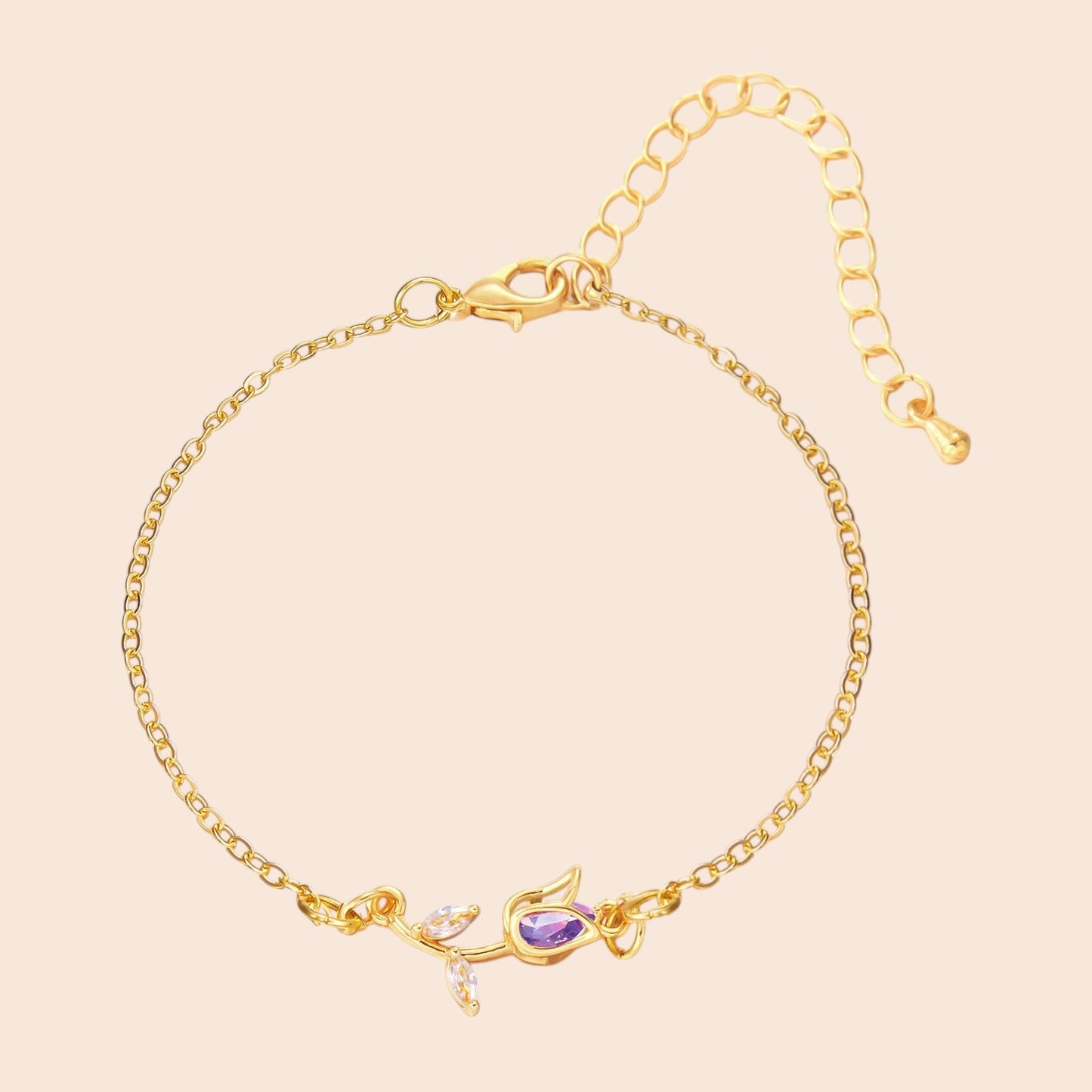 Elegant Tulip Crystal Necklace & Bracelet Set