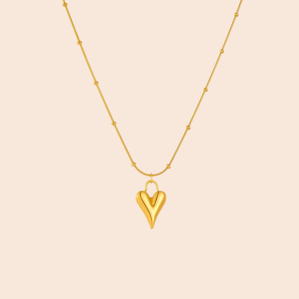 Golden Heart Necklace & Earring Set