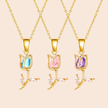 Elegant Tulip Crystal Necklace & Bracelet Set