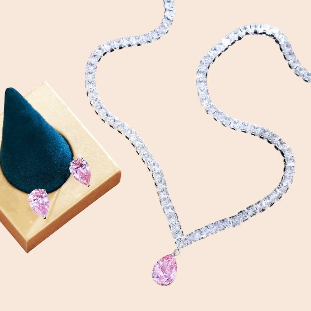 Blush Teardrop Crystal Jewelry Set