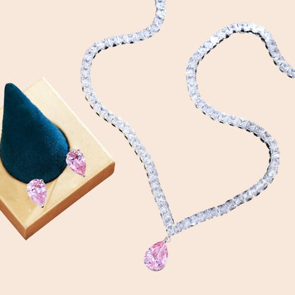 Blush Teardrop Crystal Jewelry Set
