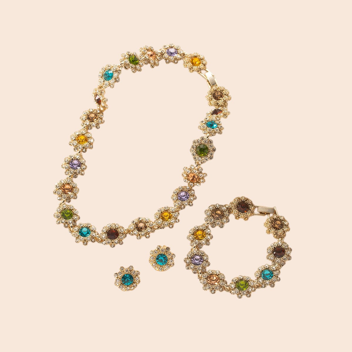 Vintage Floral Crystal Jewelry Set