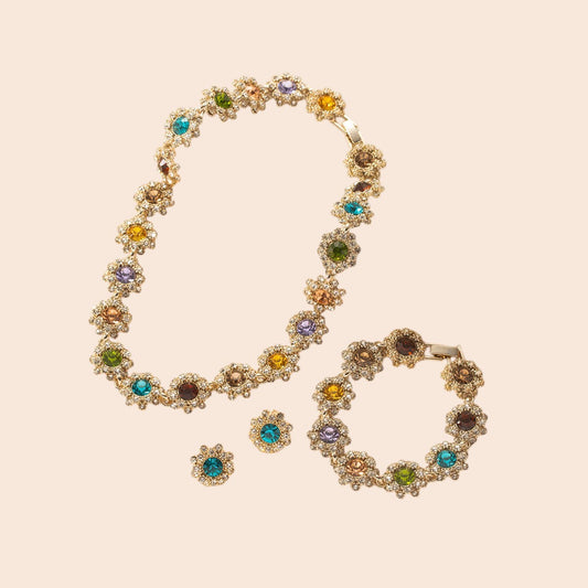 Vintage Floral Crystal Jewelry Set