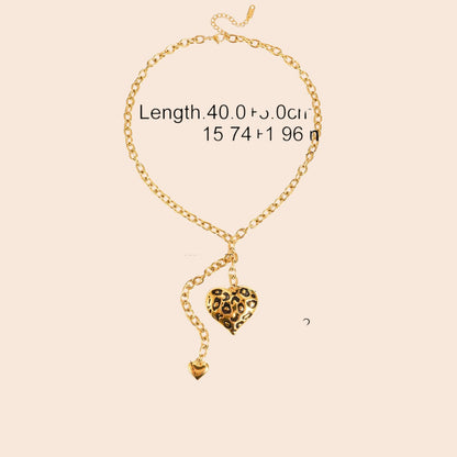 Leopard Heart Necklace & Earring Set