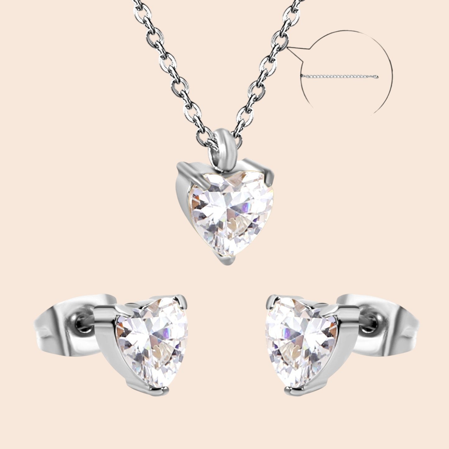 Minimalist Zircon Necklace & Earring Set