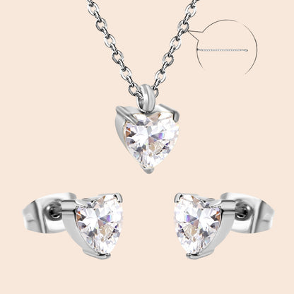 Minimalist Zircon Necklace & Earring Set