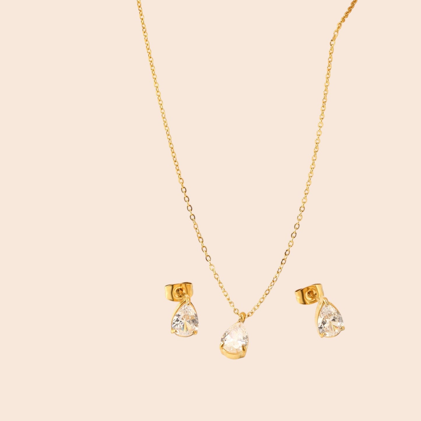 Minimalist Zircon Necklace & Earring Set