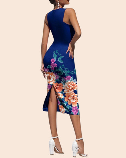 Floral Elegance Bodycon Midi Dress