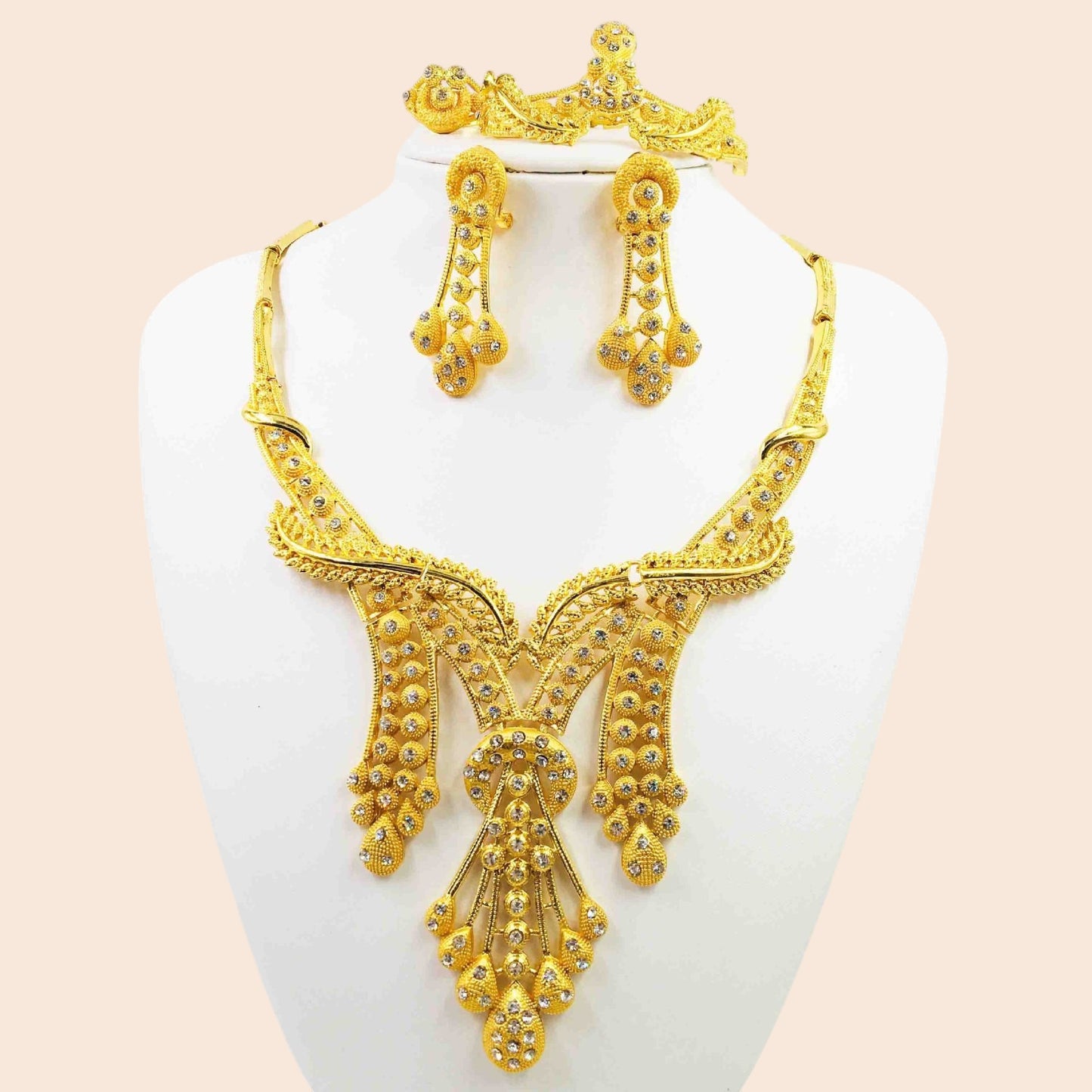 Royal Gold Statement Jewelry Set – Timeless Elegance Collection