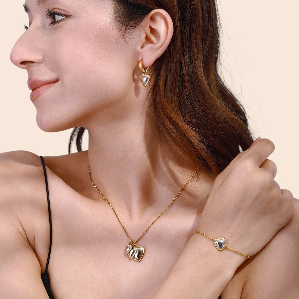 Luxe Heart Charm Jewelry Set
