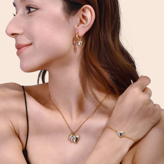 Luxe Heart Charm Jewelry Set