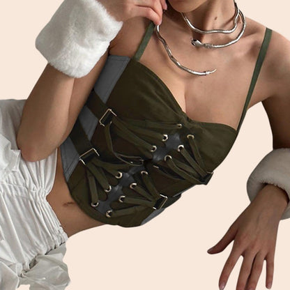 Olive Luxe Buckled Corset Top