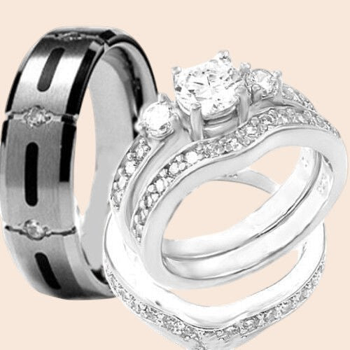 Radiant Promise Couple Ring Set – Timeless Love Edition
